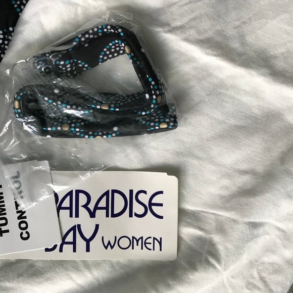 PLUS 24W swimsuit blue black print one pc NEW - Picture 3 of 6